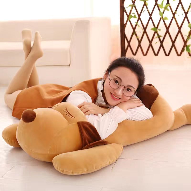 Cute lying dog plush toy down cotton dog doll children sleeping soft pillow rag doll activity gift