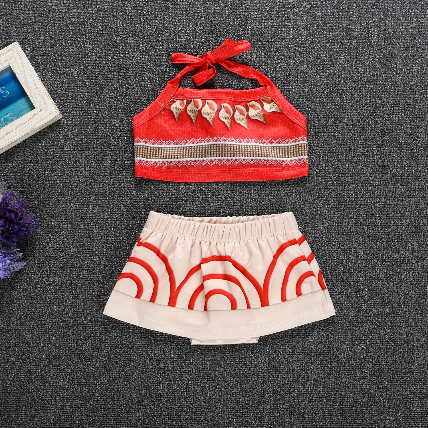 2020 Foreign Trade New Girls Princess Dress Cartoon Ocean Moana Strap Bellyband Children's Dress