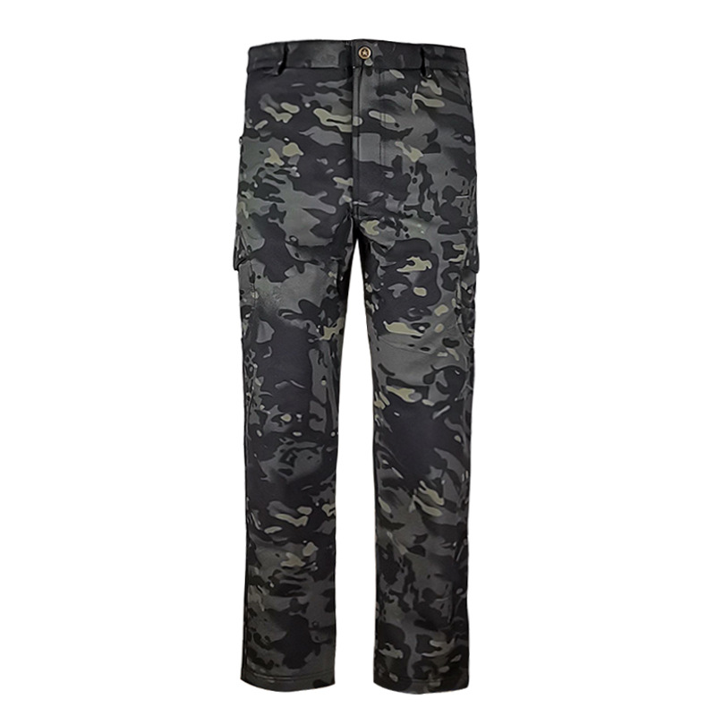 One-piece delivery outdoor tactical fleece-lined pants men's winter camouflage pants fleece thickened waterproof windproof hiking pants