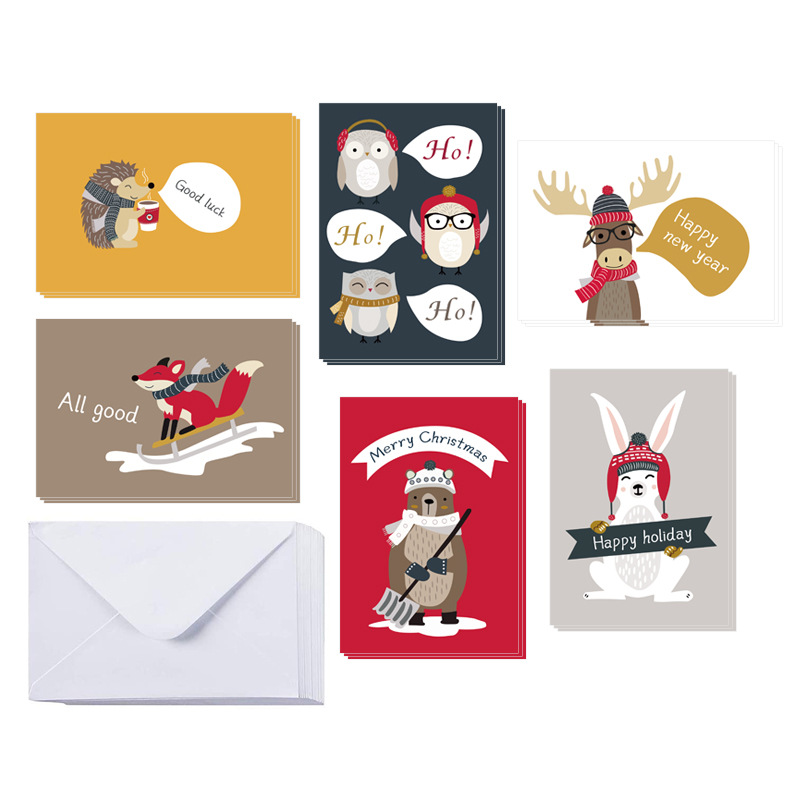 24PCS cross-border Christmas greeting card decorations small greeting card gift card Thanksgiving blessing foreign trade card