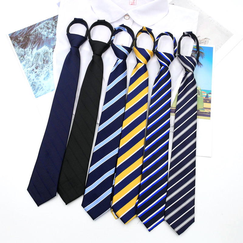 Japanese Plaid Striped Tie Unisex Narrow Fashionable jk Uniform College Style Lazy Zipper Tie Spot