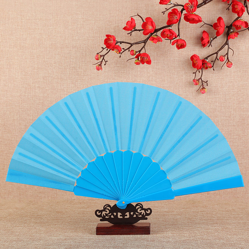Plain plastic wedding folding fan dance fan prop fan flat plastic fan multicolor optional Big Red