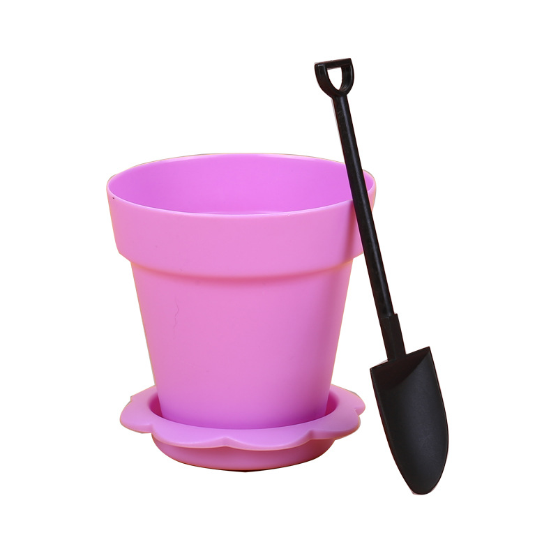 Disposable potted cake flowerpot ice cream cup DIY cake cup set with lid and shovel yogurt cup