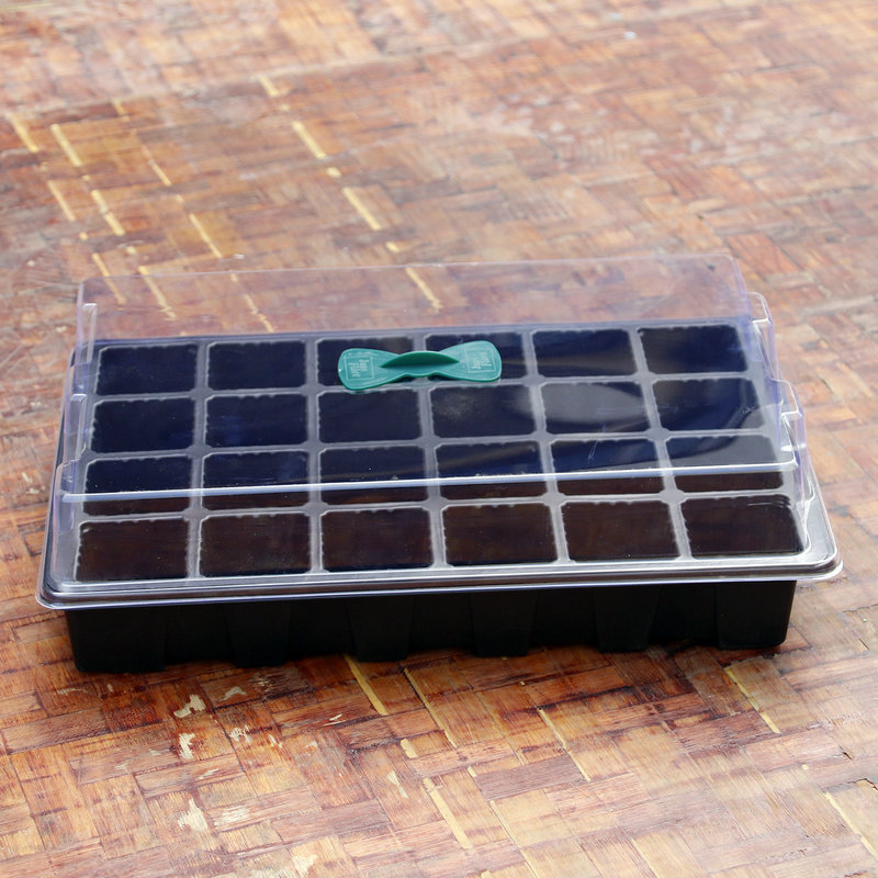 Amazon supply 12-hole 24-hole seedling tray with cover breathable hole seeding seedling box seedling Basin three-piece set