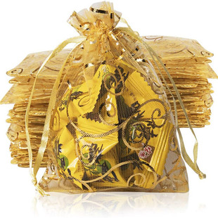 Spot various sizes of bronzing silver vine yarn bag Ribbon gift bag/blue snow yarn packaging bag