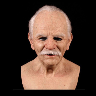 Halloween new grandpa wig old man mask headgear factory direct bald old man head horror mask