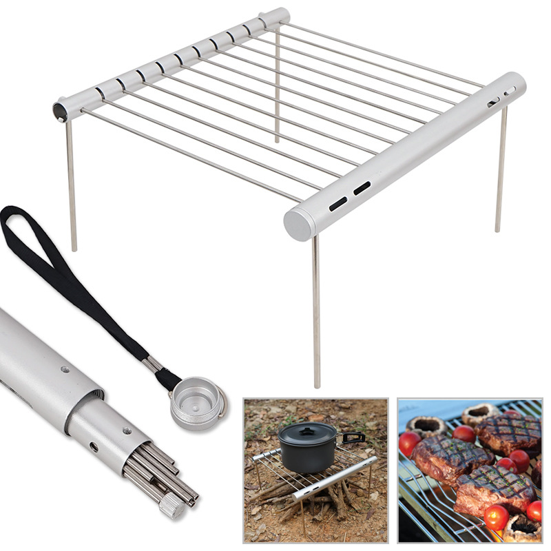 Outdoor Stainless Steel Tube Barbecue Bracket Portable Stove BBQ Barbecue Shelf Household Charcoal Assembly Barbecue Tools