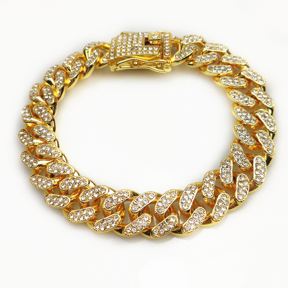 New zinc alloy popular same style 13mm wide mass rap hip hop chain big gold chain