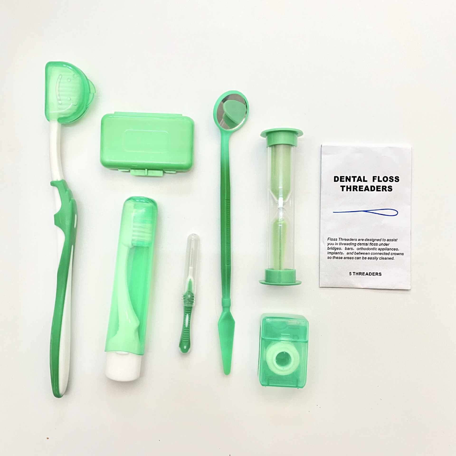 Oral care orthodontic suit 5-color eight-piece set soft bristle toothbrush interdental brush floss tractor orthodontic