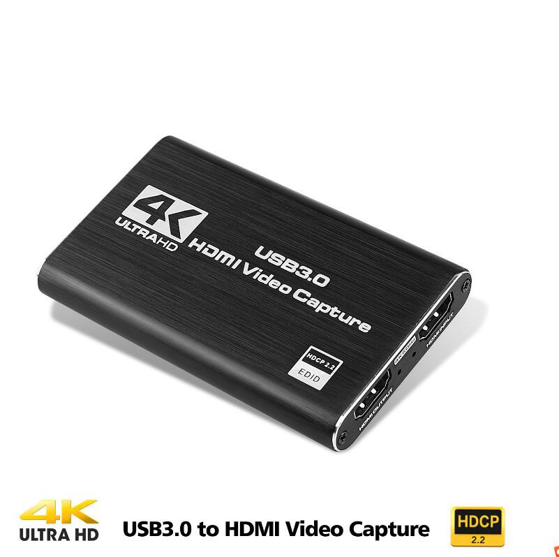 4K capture card HDMI video converter recorder microphone input ring out OBS software support 60Hz