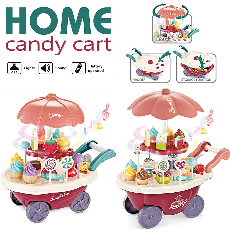 Foreign trade children's simulation kitchen tableware cartoon candy ice cream ice cream toy play house trolley suit