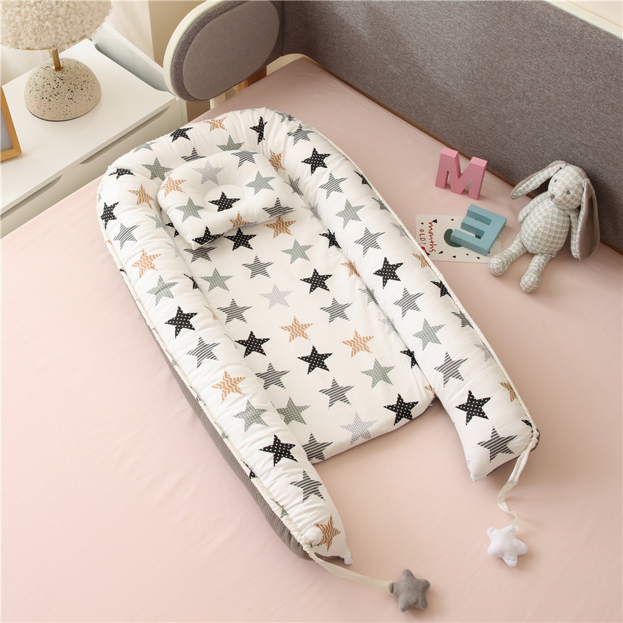 Hemei Honeycomb Breathable Detachable and Washable Portable Baby Bed Bionic Baby Nest Baby Pillow Travel Baby Bed