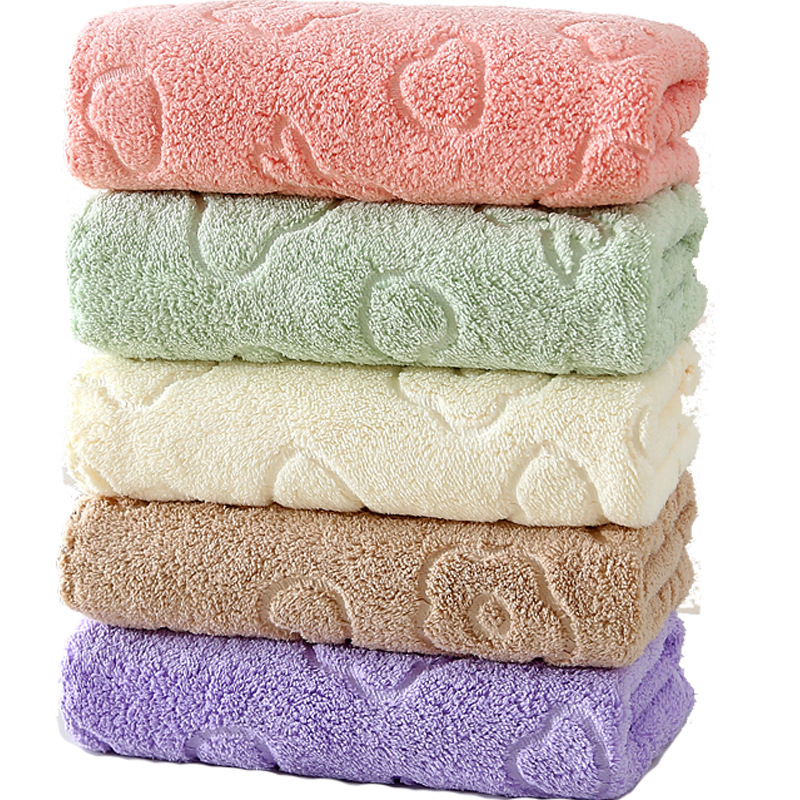 Factory wholesale coral fleece embossed towel soft absorbent quick-drying cute cartoon face towel bear gift
