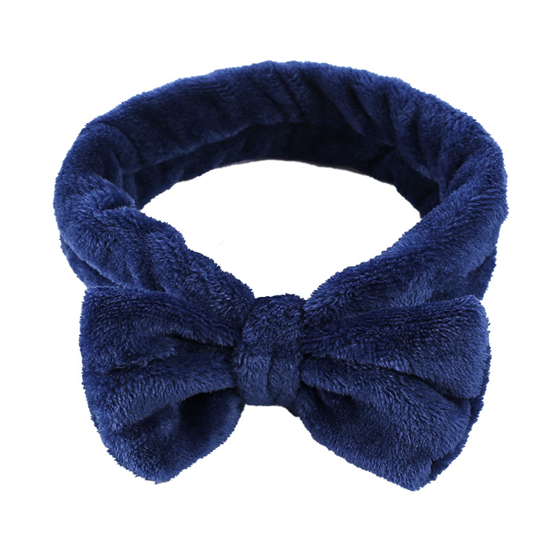 New Arrival Bow Hair Band Korean Style Internet Celebrity Women's Solid Color Flannel Face Wash Makeup Hair Band Plush Hair Accessories