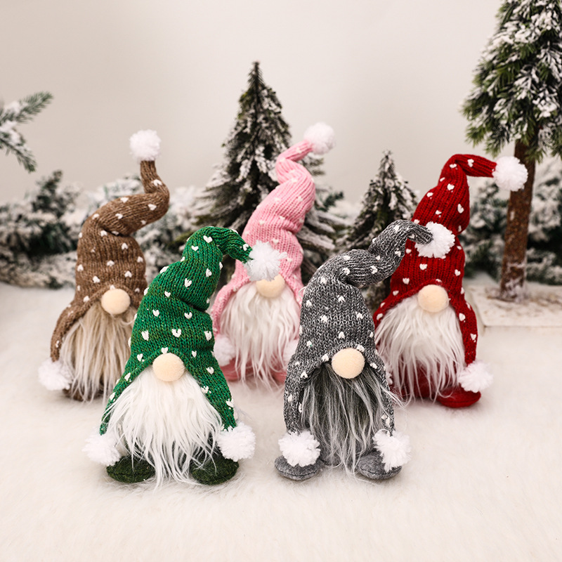 Cross-border New Forester White Beard Faceless Doll Christmas Doll Forester Knitted Hat Sitting Doll Ornament