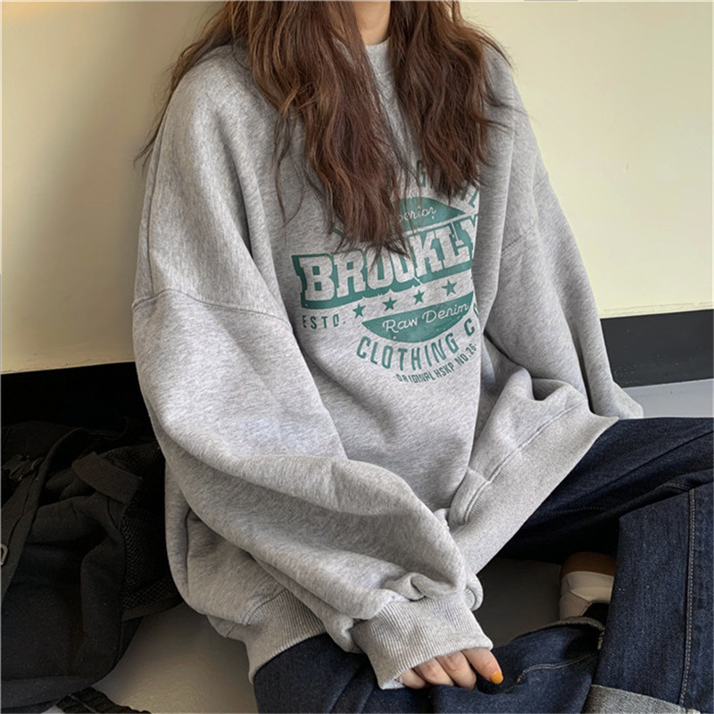 Women's 2023 new autumn Korean letter round neck loose ladies sweater women's foreign trade cross-border jacket wholesale
