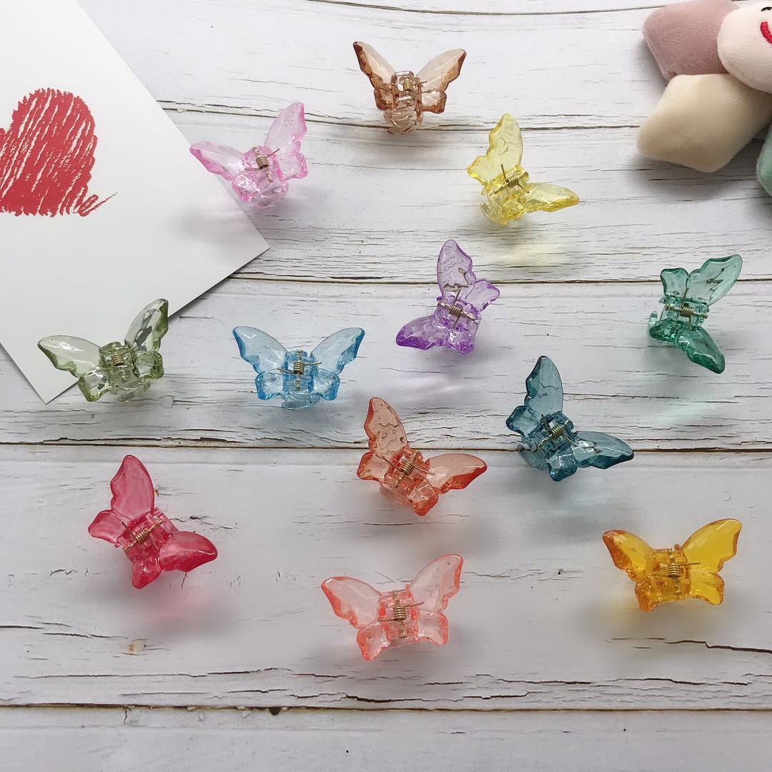 Small Candy Color Butterfly Grab Clip Transparent Color Hairpin Girl's Heart Disc Hair Clip Hairpin Sen Hair Accessories