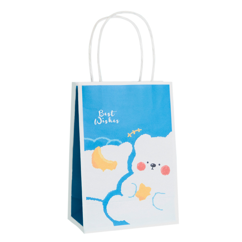 ins Gift Bag Cute Cartoon Kraft Paper Tote Bag Creative Snack Gift Bag Birthday Gift Bag