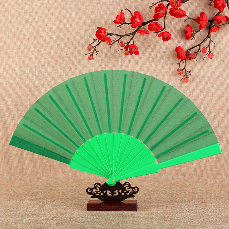 Plain plastic wedding folding fan dance fan prop fan flat plastic fan multicolor optional Big Red