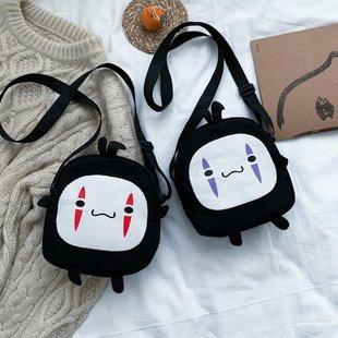 Cartoon Bag Crossbody Bag Women's Canvas Bag Student Small Bag Japanese 2024 Ugly Cute Crossbody Simple Girl Small Satchel