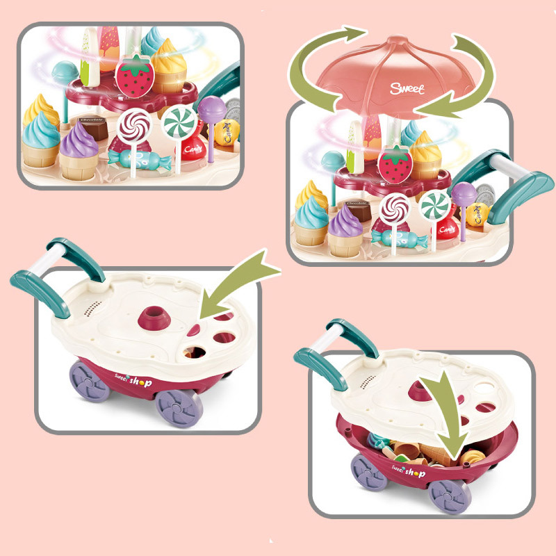 Foreign trade children's simulation kitchen tableware cartoon candy ice cream ice cream toy play house trolley suit