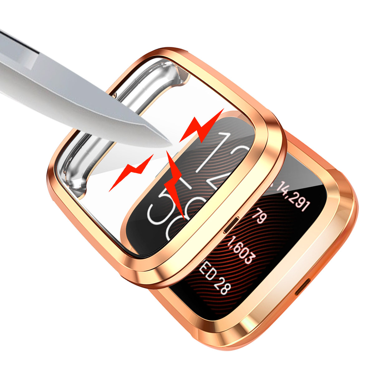 For Fitbit Versa 2 Watch Half Bag Hollow Case versa2 SE All-inclusive Electroplated Case