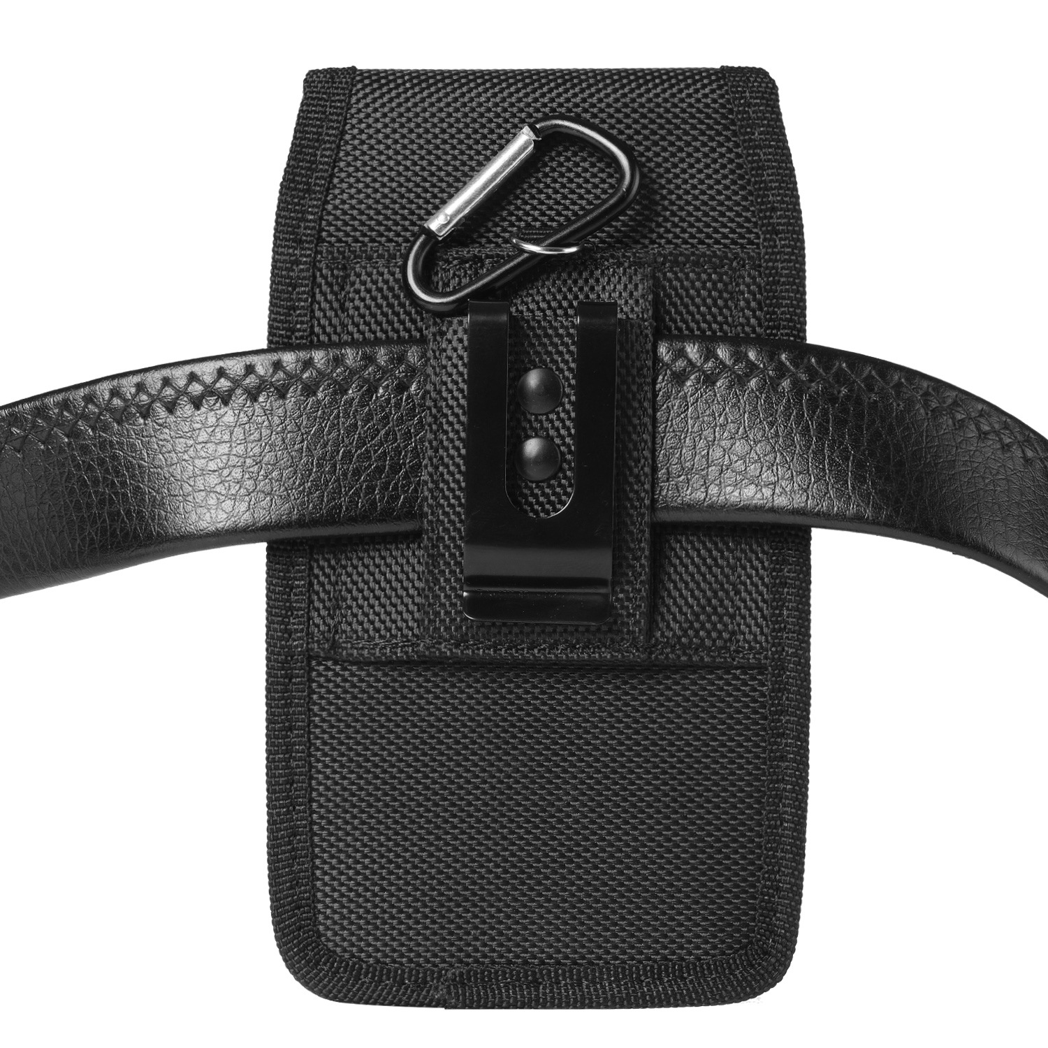 Suitable for iPhone15 vertical MAX leather case card Oxford cloth nylon fabric belt mobile phone waist bag