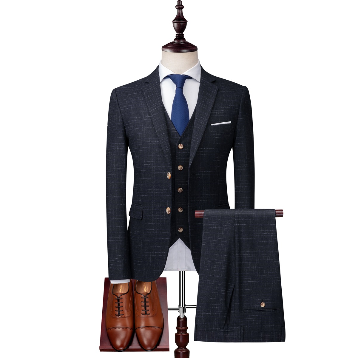 Suit Set Men's Groom Banquet Wedding Dress Slim-fit Suit Studio Three-piece Formal Fixture Foreign Trade Autumn