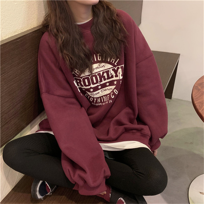 Women's 2023 new autumn Korean letter round neck loose ladies sweater women's foreign trade cross-border jacket wholesale