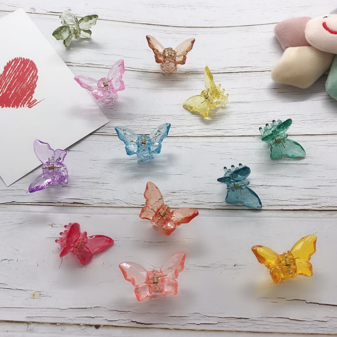 Small Candy Color Butterfly Grab Clip Transparent Color Hairpin Girl's Heart Disc Hair Clip Hairpin Sen Hair Accessories