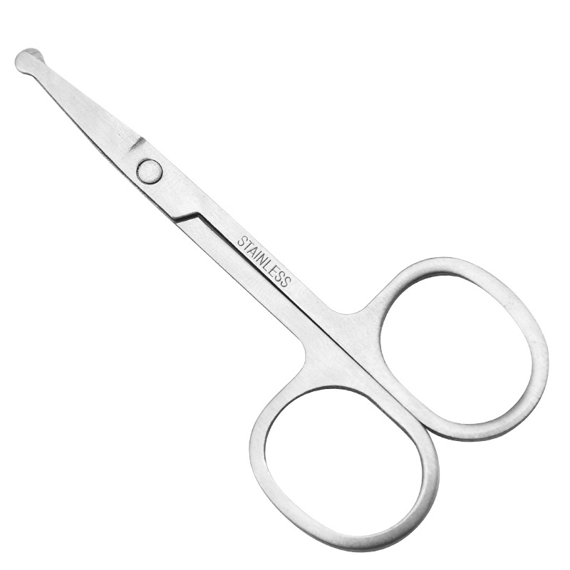Manufacturer in stock multi-functional stainless steel nose hair scissors round head small scissors manual eyebrow and beard scissors beauty tools