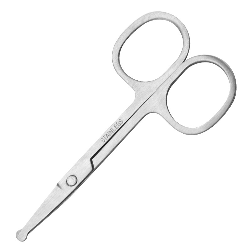 Manufacturer in stock multi-functional stainless steel nose hair scissors round head small scissors manual eyebrow and beard scissors beauty tools