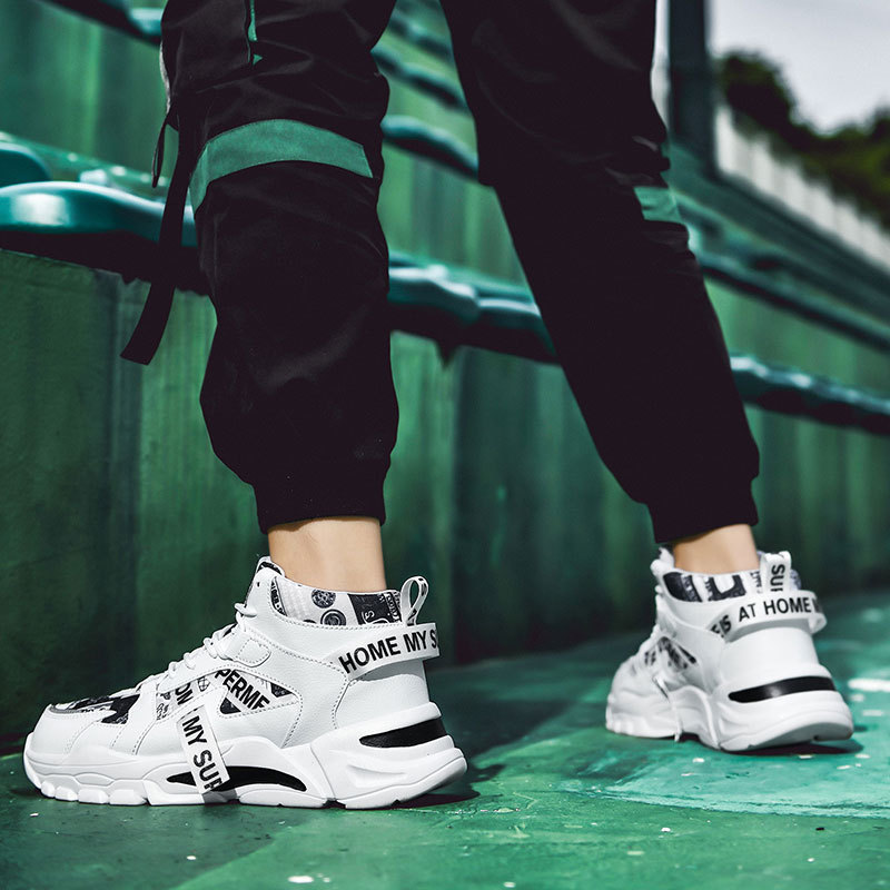 Men's Shoes Autumn 2023 New Style Breathable Thick-soled Elevated Running Shoes Men's Korean Style Trendy Casual Jinjiang Sports Shoes for Men