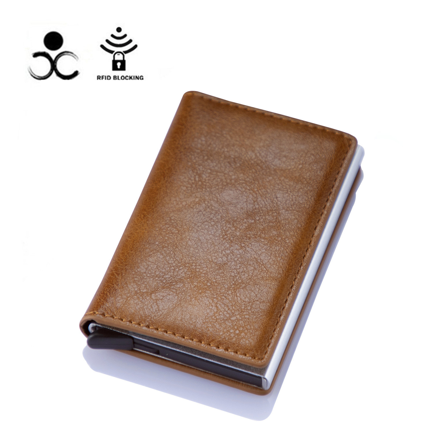 Factory wholesale 2020 revised RFID anti-theft brush men's Amazon explosion brake aluminum alloy card case card set
