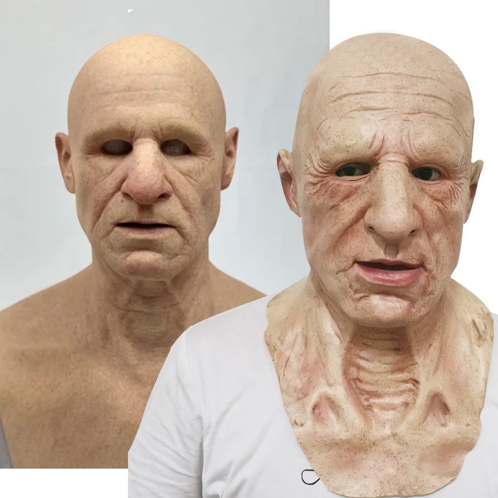 Halloween independent station white-haired old man mask beauty mask spot factory hair old man head set to map goods