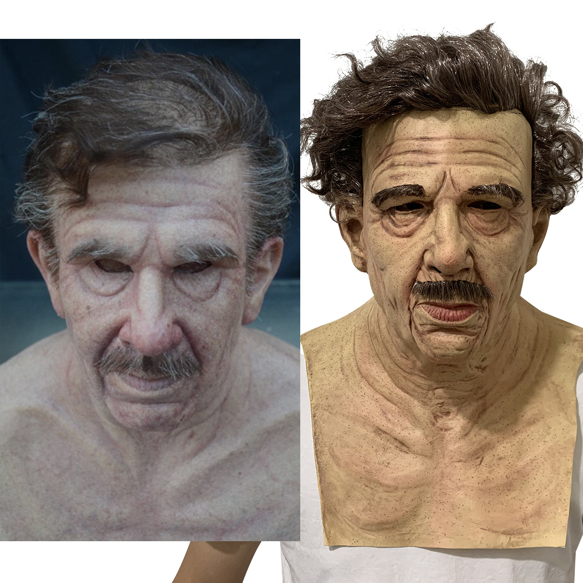 Halloween independent station white-haired old man mask beauty mask spot factory hair old man head set to map goods