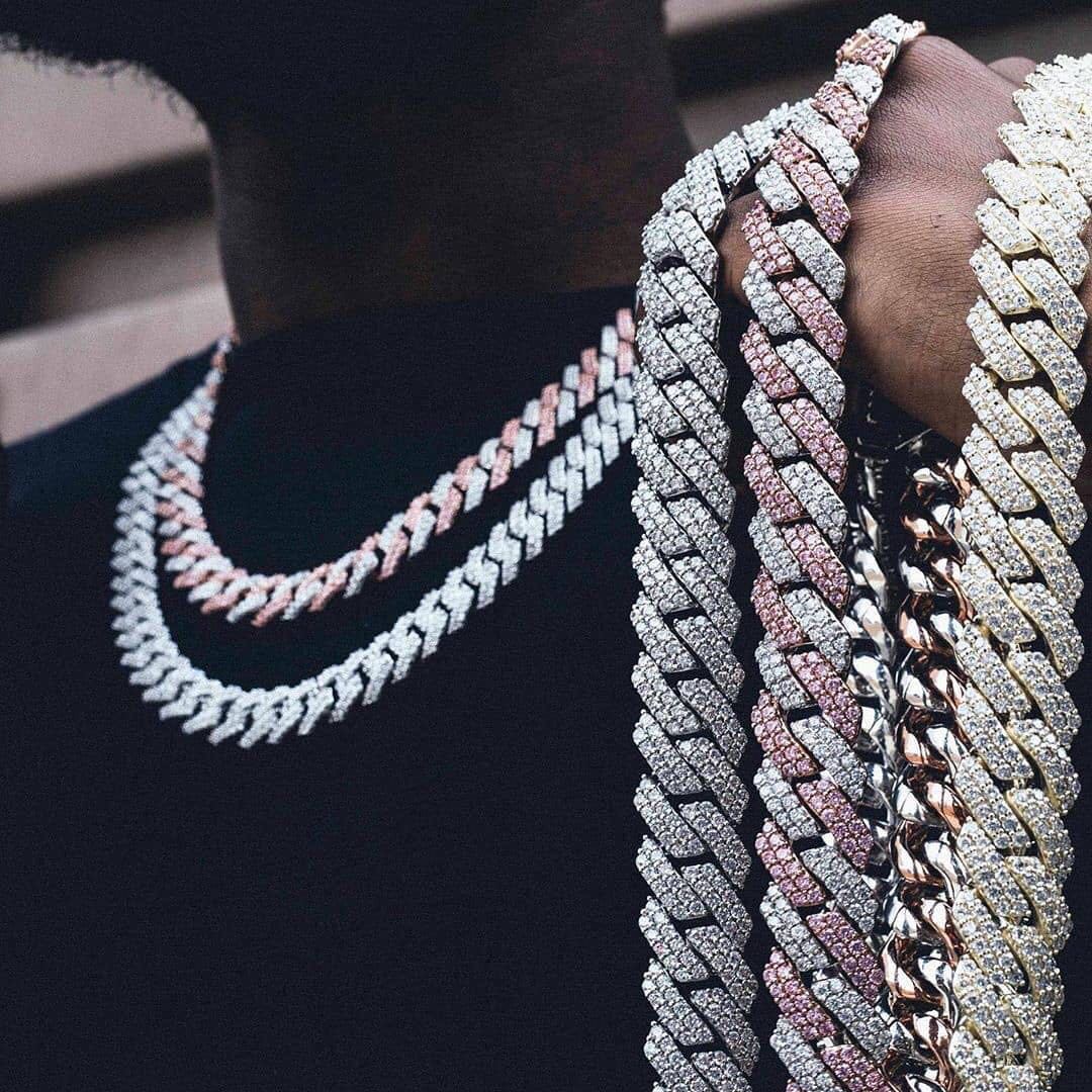 歐美男士嘻哈條形古巴項鍊Hiphop銅鑲鋯石14mm潮流項鍊廠家直銷