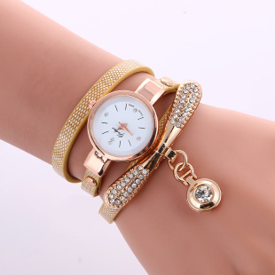 wish AliExpress foreign trade hot women's winding watch alloy diamond bow bracelet quartz watch
