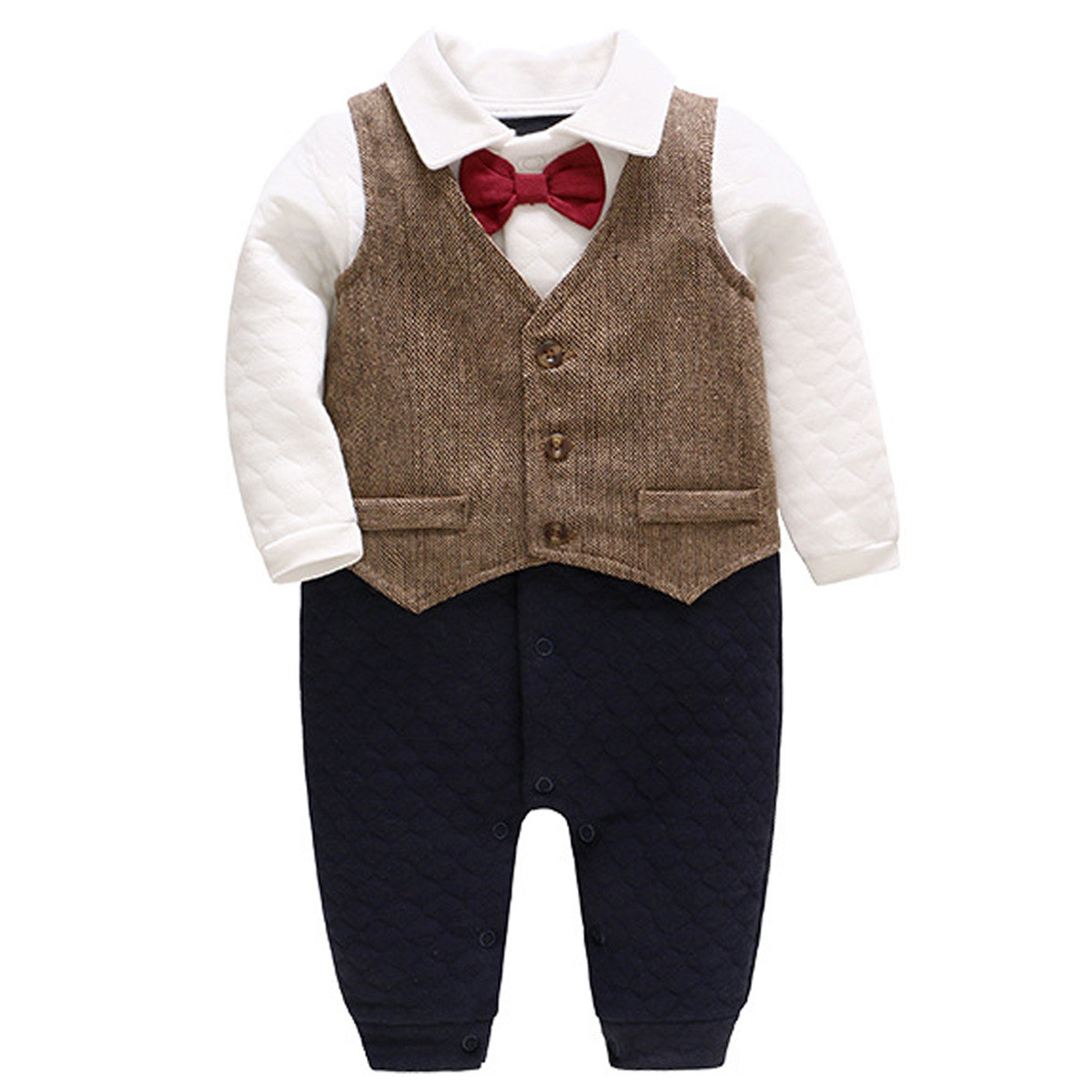Children's clothing in stock baby jumpsuit spring and autumn baby boy Air cotton romper gentleman two-piece suit handsome boy suit