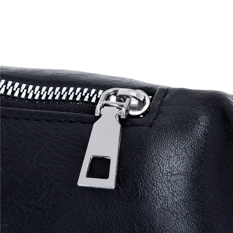 Autumn 2024 New Men's Waist Bag Waterproof Wear-resistant PU Leather Fashion Cross-border Waist Bag Multi-pocket All-match Chest Bag