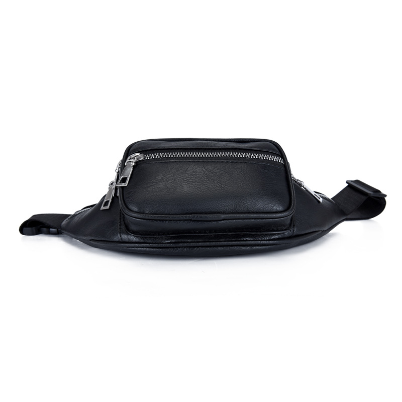 Autumn 2024 New Men's Waist Bag Waterproof Wear-resistant PU Leather Fashion Cross-border Waist Bag Multi-pocket All-match Chest Bag