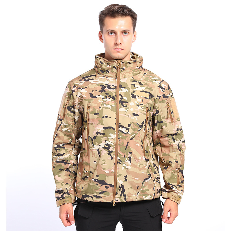 Autumn and winter fleece cold-proof waterproof assault clothing 511 soft shell clothing men's camouflage coat outdoor tactical warm thickening