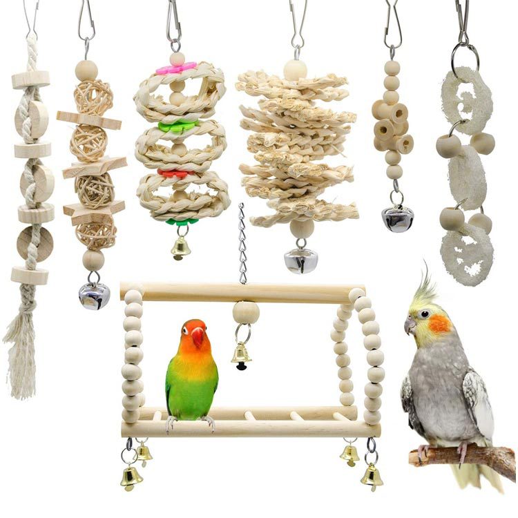 Parrot Bird Toy Set Bite Swing Bird Cage Accessories Supplies Equipment Log Color Amazon Explosions Spot