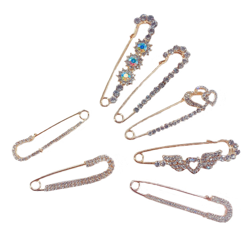 Korean Trendy Fashion Minimalist Versatile Diamond-Studded Brooch Coat Sweater Cardigan Suit Pin Accessory Boutonniere