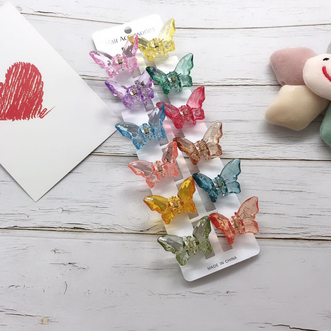 Small Candy Color Butterfly Grab Clip Transparent Color Hairpin Girl's Heart Disc Hair Clip Hairpin Sen Hair Accessories