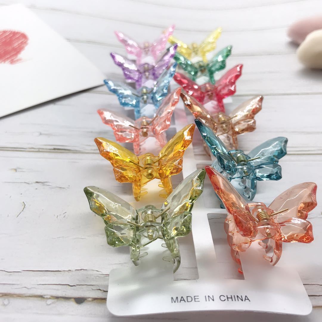 Small Candy Color Butterfly Grab Clip Transparent Color Hairpin Girl's Heart Disc Hair Clip Hairpin Sen Hair Accessories