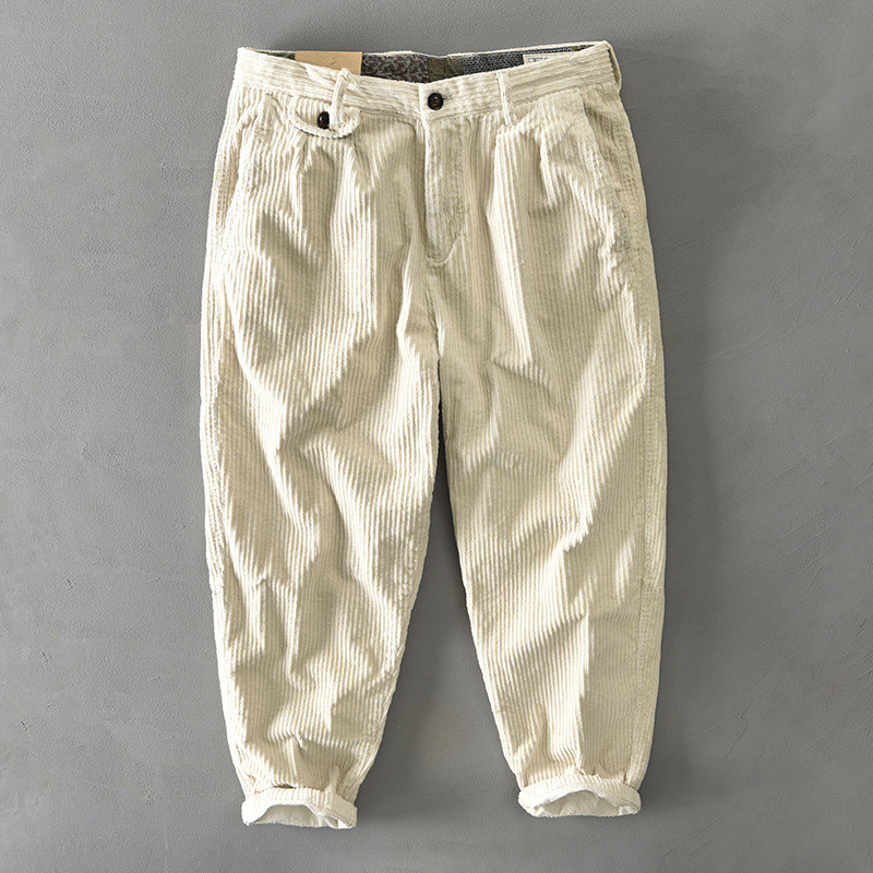Z325 autumn and winter new men's cotton corduroy solid color casual Japanese overalls a generation of hair