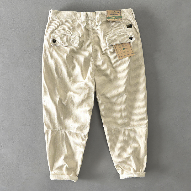 Z325 autumn and winter new men's cotton corduroy solid color casual Japanese overalls a generation of hair