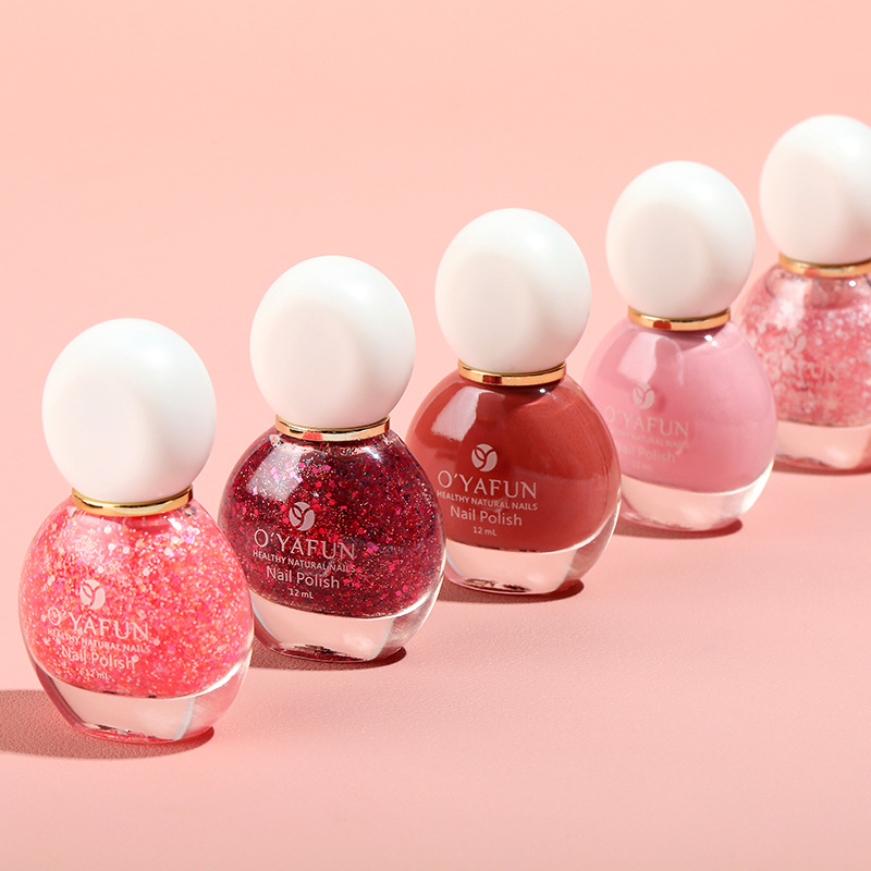 Cross-border exclusive for ouyafei new 12ml water-based tearing nail polish baking-free quick-drying tasteless peeling 48-color finger