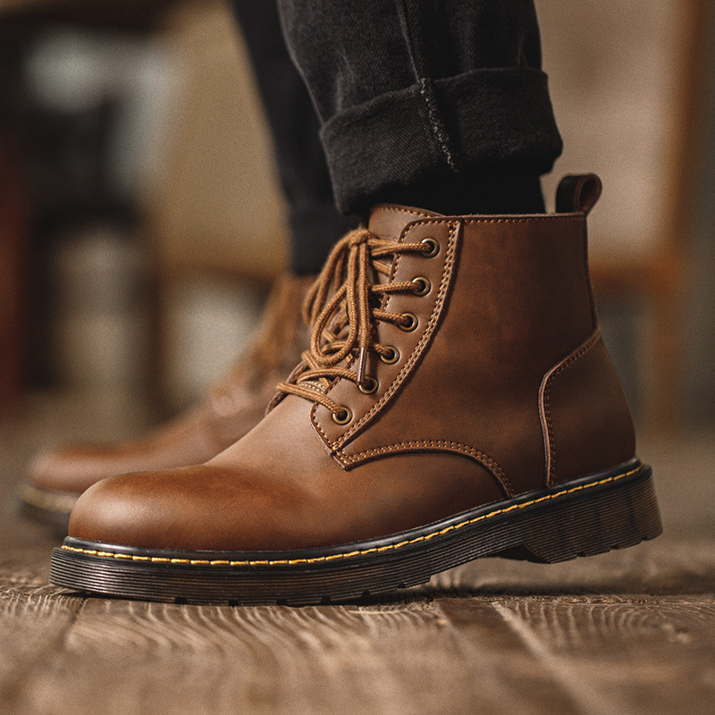 Madden Men's Shoes Autumn Martin Boots High-top British Style Workwear Boots Mid-top Trendy Shoes Men's Cowhide Desert Boots Short Boots
